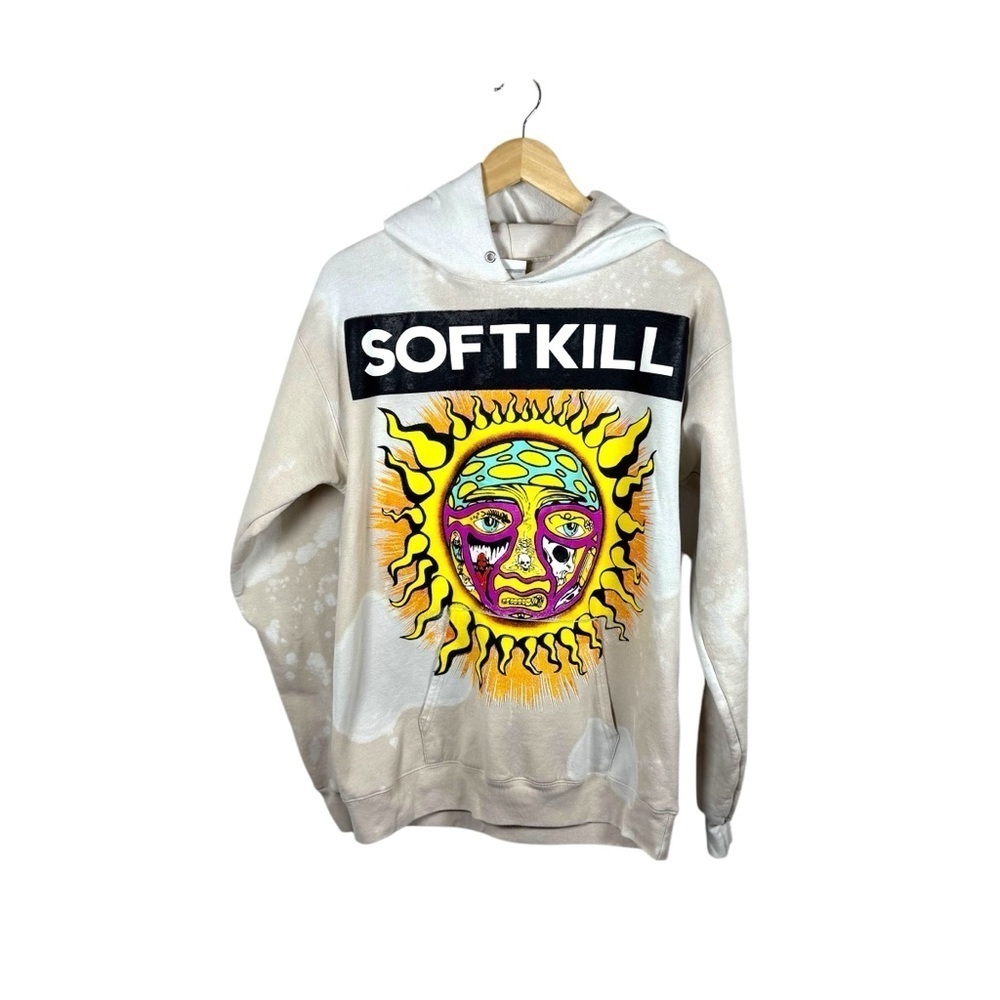 Soft Kill RARE Vintage Acid Wash Sun Graphic Hoodie Size M
